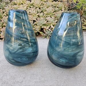 BRAND NEW TARGET TEAL GLASS VASES SET OF 2 GORGEOUS